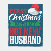 初めてのクリスマスと新しい夫 フリースブランケット (正面)