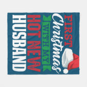 初めてのクリスマスと新しい夫 フリースブランケット (正面(横))