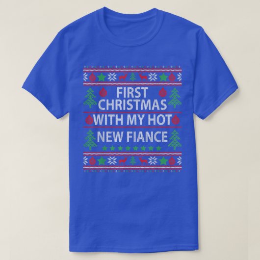 初めてのクリスマスと私のホット新しい婚約者のクリスマスカップル Tシャツ (デザイン正面)