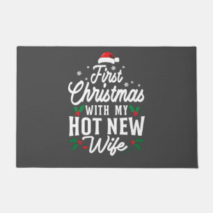 初めてのクリスマスと私の熱い新しい妻のおもしろいクリスマス ドアマット