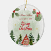 初めてのクリスマスと誕生統計の写真 セラミックオーナメント (左)