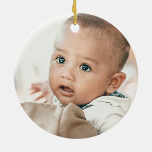 初めてのクリスマスと誕生統計の写真 セラミックオーナメント (裏面)
