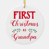 初めてのクリスマスのおじいちゃんとしてのベビーの写真 セラミックオーナメント (正面)