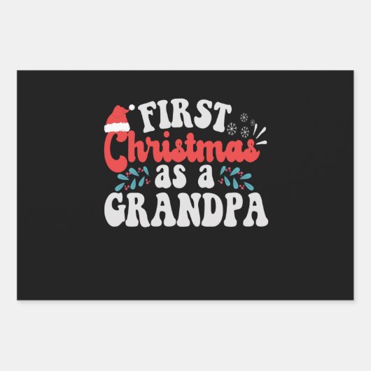 初めてのクリスマスのおじいちゃん妊娠ベビーギフト ラッピングペーパーシート (正面)