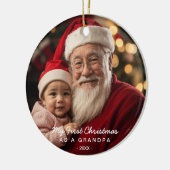 初めてのクリスマスのお祖父さんフォトオーナメント セラミックオーナメント (左)