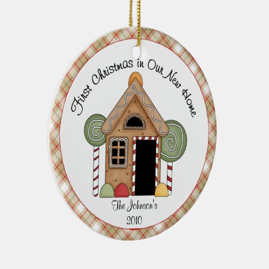 初めてのクリスマスのお菓子の家のオーナメント セラミックオーナメント (右)