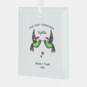 初めてのクリスマスのオーナメント- Love Birds ガラスオーナメント (正面左)