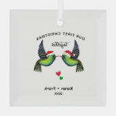 初めてのクリスマスのオーナメント- Love Birds ガラスオーナメント (裏面)