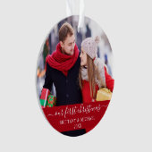 初めてのクリスマスのカスタイリッシュップルレッド オーナメント (正面)