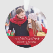 初めてのクリスマスのカスタイリッシュップルレッド オーナメント (正面)