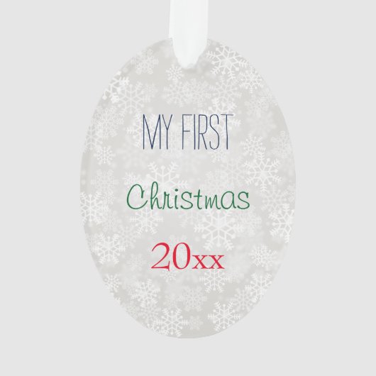 初めてのクリスマスのカスタムの写真 オーナメント (裏面)