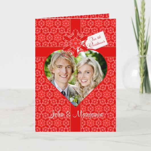 初めてのクリスマスのカスタム写真 シーズンカード (正面)