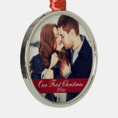 初めてのクリスマスのカップルのオーナメント年 メタルオーナメント (右)