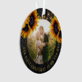 初めてのクリスマスのサンフラワー夫妻の素朴な写真 オーナメント (正面)