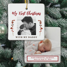 初めてのクリスマスのパパと赤ちゃん2枚の写真
