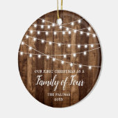 初めてのクリスマスのファミリパーソナライズされた4 素朴 セラミックオーナメント (左)