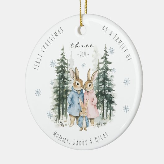 初めてのクリスマスのファミリー3男の赤ちゃん セラミックオーナメント (左)
