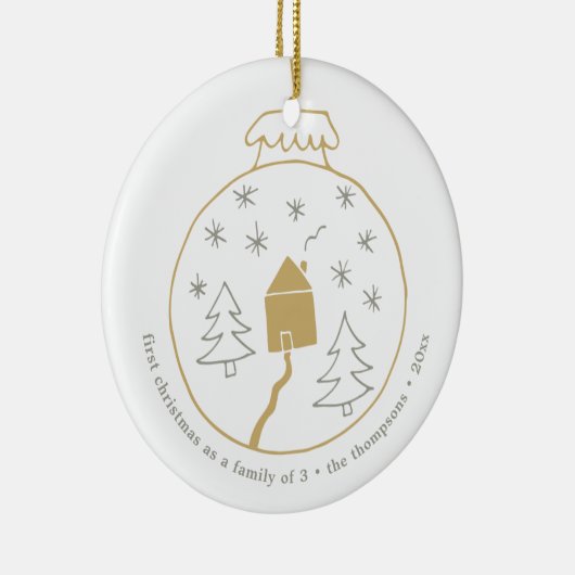 初めてのクリスマスのファミリ3パーソナライズされたベビー セラミックオーナメント (右)