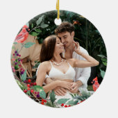 初めてのクリスマスのフローラ写真エレガント セラミックオーナメント (裏面)