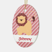 初めてのクリスマスのベビーのライオンのカスタム セラミックオーナメント (左)