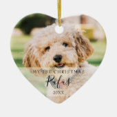 初めてのクリスマスのペットの写真スモダンクリプト セラミックオーナメント (正面)