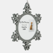 初めてのクリスマスのペットの写真 名前 年 骨 スノーフレークピューターオーナメント (左)