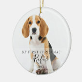 初めてのクリスマスのペット写真 セラミックオーナメント (左)