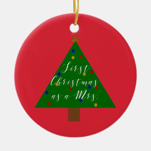 初めてのクリスマスのミセス・パーソナライズされたオーナメント セラミックオーナメント (正面)