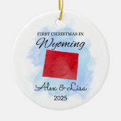 初めてのクリスマスのワイオミング州オーナメント セラミックオーナメント (正面)