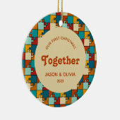 初めてのクリスマスのヴィンテージパズル写真 セラミックオーナメント (右)