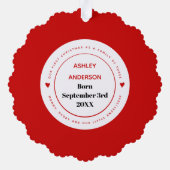 初めてのクリスマスの三つのベリーの写真縁どの家族 オーナメントカード (裏面)