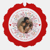 初めてのクリスマスの三つのベリーの写真縁どの家族 オーナメントカード (正面)