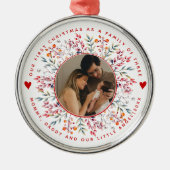 初めてのクリスマスの三つのベリーの写真縁どの家族 メタルオーナメント (正面)