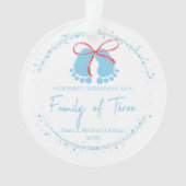 初めてのクリスマスの三パーソナライズされた人 オーナメント (正面)