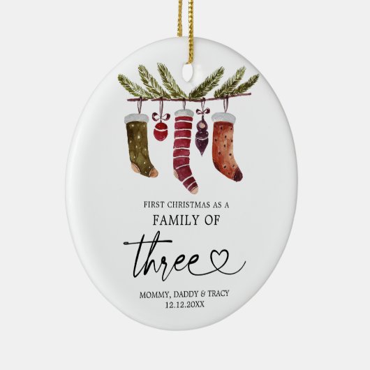 初めてのクリスマスの三種類のオーナメント セラミックオーナメント (右)