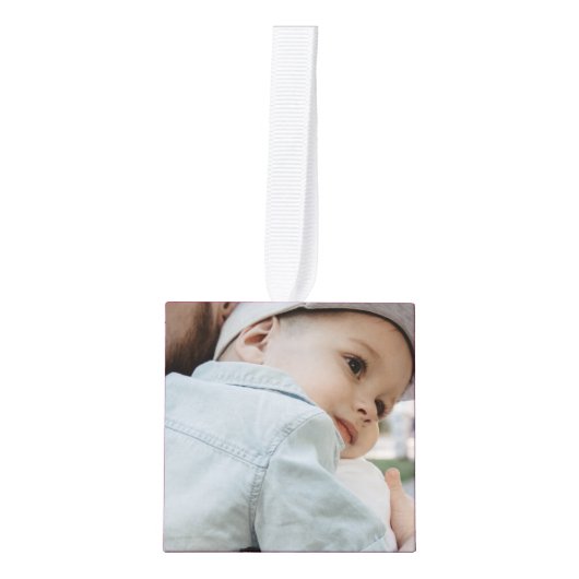 初めてのクリスマスの三者 キューブオーナメント (正面)