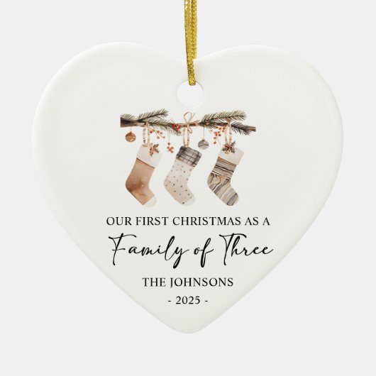 初めてのクリスマスの三者 セラミックオーナメント (正面)
