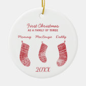 初めてのクリスマスの三者 セラミックオーナメント (正面)