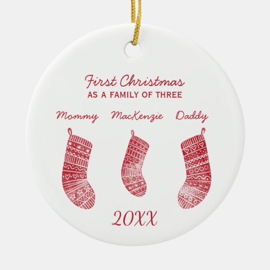 初めてのクリスマスの三者 セラミックオーナメント (正面)