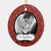 初めてのクリスマスの写真のオーナメントのエレガントな渦巻 セラミックオーナメント (左)