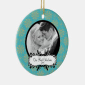 初めてのクリスマスの写真のオーナメントのエレガントな雪片 セラミックオーナメント (右)