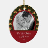 初めてのクリスマスの写真のオーナメントの結婚式の金ゴールド鐘 セラミックオーナメント (右)