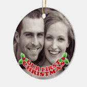 初めてのクリスマスの写真のオーナメント セラミックオーナメント (左)