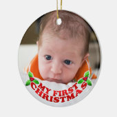 初めてのクリスマスの写真のオーナメント セラミックオーナメント (左)