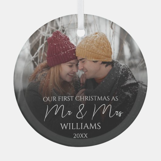 初めてのクリスマスの写真のミセスエレガントー ガラスオーナメント (正面)