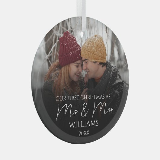初めてのクリスマスの写真のミセスエレガントー ガラスオーナメント (正面右)