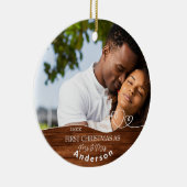 初めてのクリスマスの写真の名前の日付(Mr.Mrs. Photo Name Date) セラミックオーナメント (右)