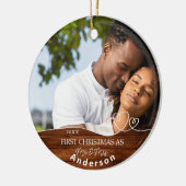 初めてのクリスマスの写真の名前の日付(Mr.Mrs. Photo Name Date) セラミックオーナメント (左)