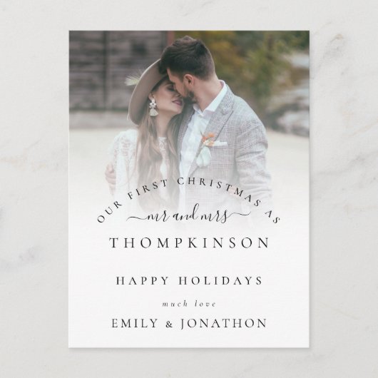 初めてのクリスマスの写真の名前 シーズンポストカード (正面)