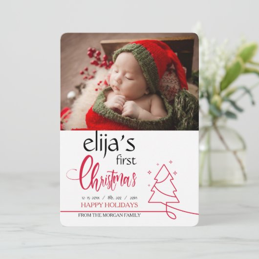 初めてのクリスマスの写真の誕生のお知らせ 案内状 (スタンド正面)